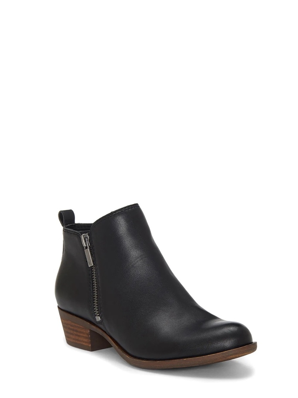 Lucky Brand Black Leather Side-Zip Ankle Bootie